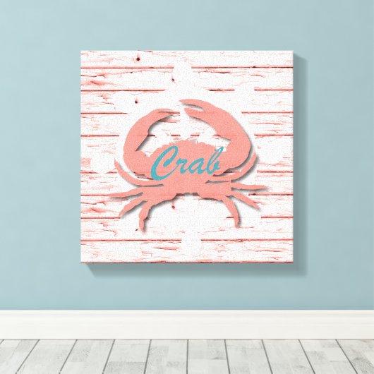 Rustikale Seekrabbe auf verwittertem Druck des Leinwanddruck (Insitu (Holzboden))