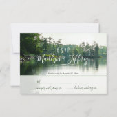 Rustikale Seevergreens Reflexion Hochzeit rsvp (Vorderseite)