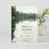 Rustikale Seevergreens spiegeln Hochzeit wider Einladung (Stehend Vorderseite)