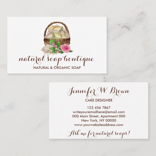 Rustikale Seifenkörbe Visitenkarte (Vorne/Hinten)