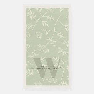 Rustikale Seite Grün botanische Flora Mit Monogram Serviette