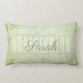 Rustikale Seite Grün Fleckige Textname Monogramm Lendenkissen
