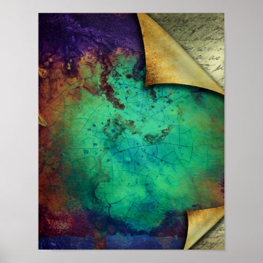 Rustikale Seiten Türkis Grunge Textur Poster (Vorne)