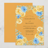 Rustikale Senfblaue Blütenhochzeit Einladung (Vorne/Hinten)