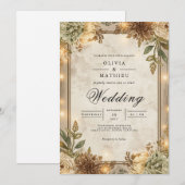 Rustikale Sepia-Blumenzange Einladung (Vorne/Hinten)