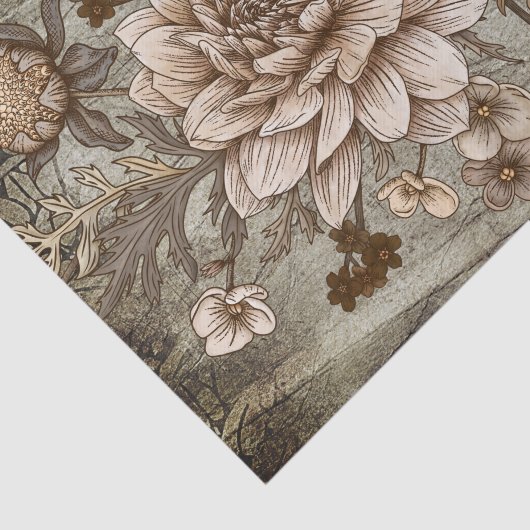 Rustikale Sepia Chrynsanthimum Floral Decoupage Seidenpapier (Ausschnitt)