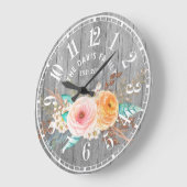 Rustikale Shabby-Blume - Großuhr Große Wanduhr (Winkel)