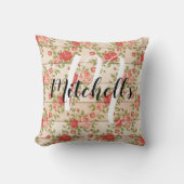 Rustikale Shabby-Rose Monogramm Kissen (Vorderseite)