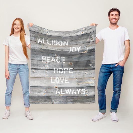 Rustikale Shiplap hölzerne Planken-mit Monogramm Fleecedecke (Beispiel)