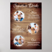 Rustikale Signatur Drinks 3 Foto Haustier Hochzeit Poster (Vorne)
