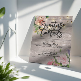 Rustikale Signature Cocktail Drink Menü Hochzeitsd Poster