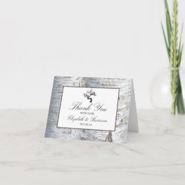 Rustikale silberne Birken-Baum-Hochzeit danken Dankeskarte