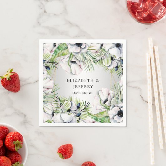 Rustikale Silberschneeanemone Goldene Hochzeit Serviette (Beispiel)