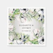 Rustikale Silberschneeanemone Goldene Hochzeit Serviette (Vorderseite)