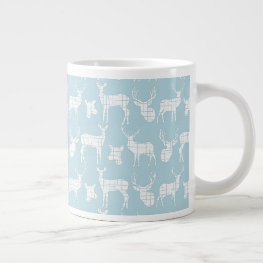 Rustikale Silhouette Hirsch auf Blaue Spezialität Jumbo-Tasse (Rechts)