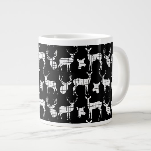 Rustikale Silhouette Hirsch auf Schwarzer Speziali Jumbo-Tasse (Vorderseite Rechts)