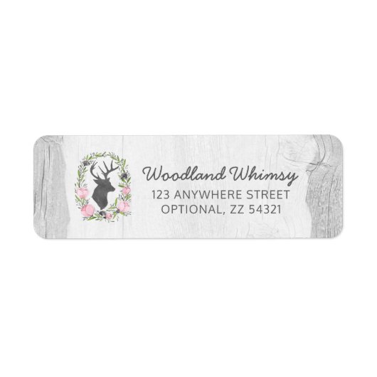 Rustikale Silhouette Hirsche Rücksendeadresse (Vorne)