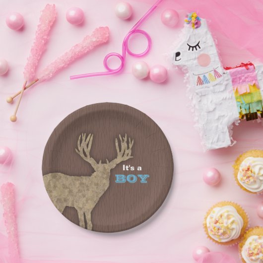 Rustikale Silhouette Kinderdusche Pappteller (Party)