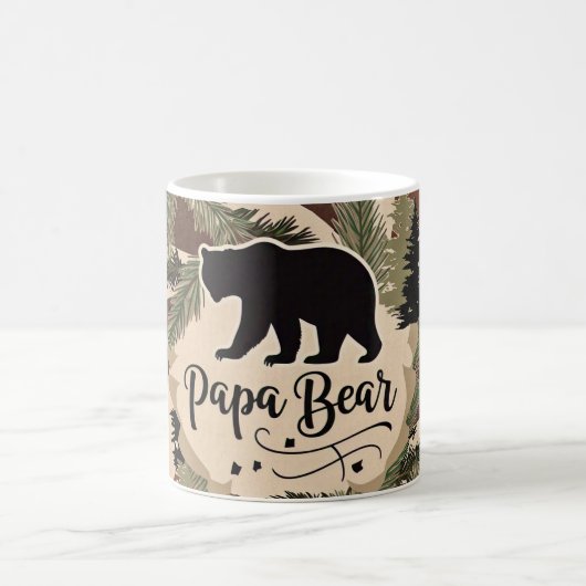 Rustikale Silhouette Papa Bear Außenbereich Vintag Kaffeetasse (Mittel)