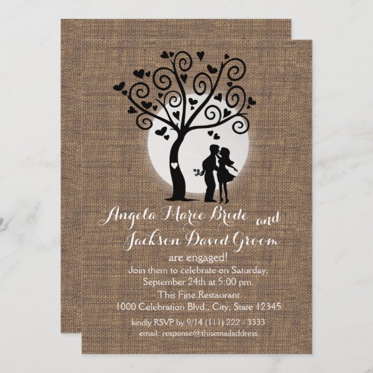 Rustikale Silhouette - Partnerin Einladung (Vorne/Hinten)