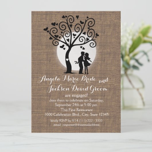 Rustikale Silhouette - Partnerin Einladung (Stehend Vorderseite)