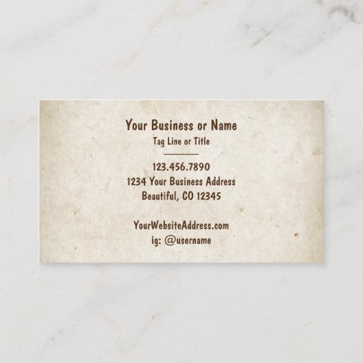 Rustikale Silhouette Visitenkarte (Rückseite)