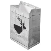 Rustikale Silhouette von Grauen Hirschen und Weißh Mittlere Geschenktüte (Vorderseite Schrägansicht)