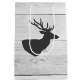 Rustikale Silhouette von Grauen Hirschen und Weißh Mittlere Geschenktüte (Rückseite)