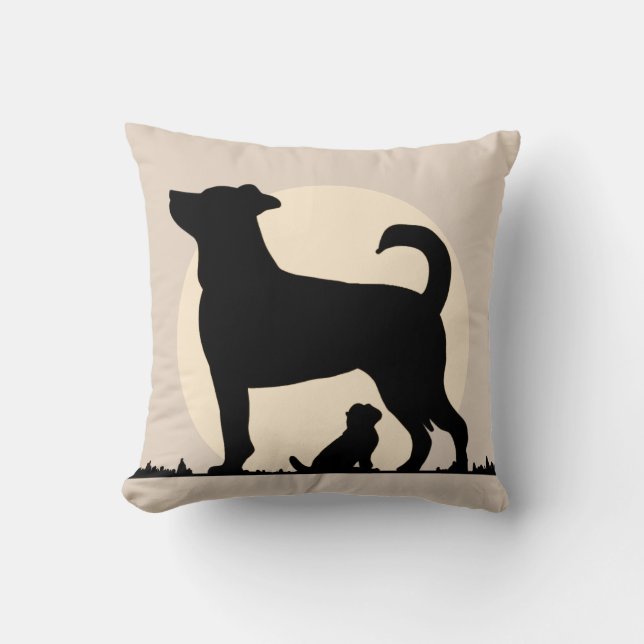 Rustikale Silhouette von Mama & Pup mit Emotionale Kissen (Vorderseite)