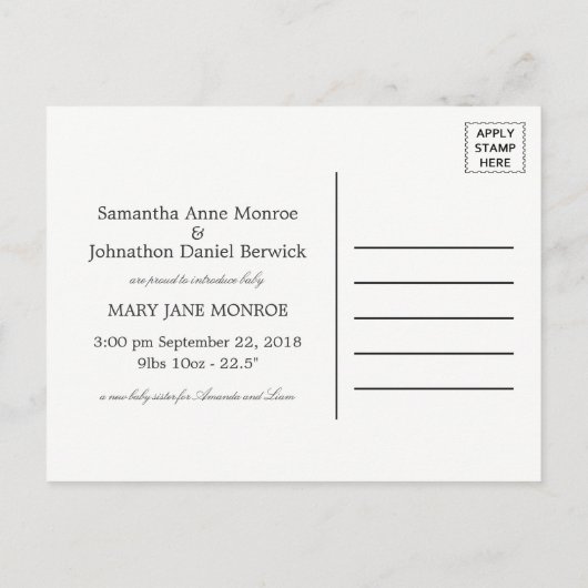 Rustikale Silver Birch Tree Baby Ankündigung (Rückseite)