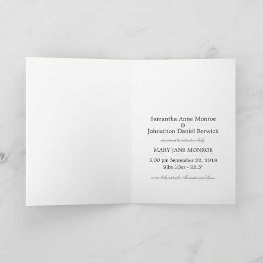 Rustikale Silver Birch Tree Baby Ankündigung (Innenseite)