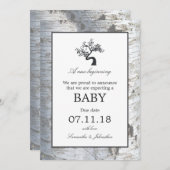 Rustikale Silver Birch Tree Baby Ankündigung (Vorne/Hinten)