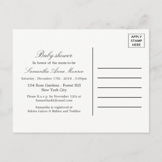 Rustikale Silver Birch Tree Baby Dusche Einladung (Rückseite)