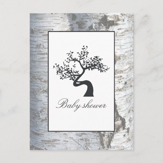 Rustikale Silver Birch Tree Baby Dusche Einladung (Vorderseite)