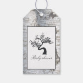 Rustikale Silver Birch Tree Babydusche Geschenkanhänger (Vorderseite)
