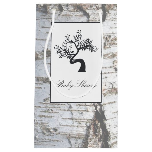 Rustikale Silver Birch Tree Babydusche Kleine Geschenktüte (Vorderseite)