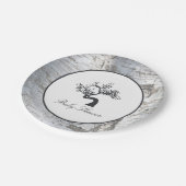 Rustikale Silver Birch Tree Babydusche Pappteller (Schrägansicht)