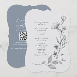 Rustikale Silver Floral Wedding Einladung