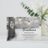 Rustikale Silver Winter Tree Lichter Hochzeiten De Begleitkarte (Stehend Vorderseite)