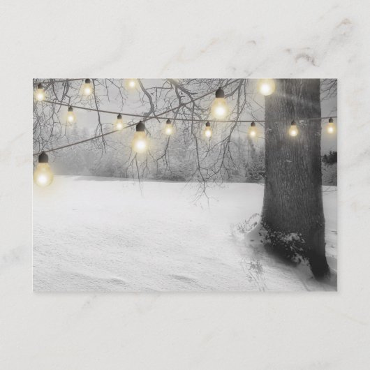 Rustikale Silver Winter Tree Lichter Hochzeiten De Begleitkarte (Rückseite)
