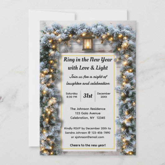 Rustikale Silvester-Party Einladung (Vorderseite)