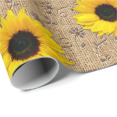 Rustikale simulierte Leinwand-Spitze-Sonnenblume Geschenkpapier (Rolleneckpunkt)