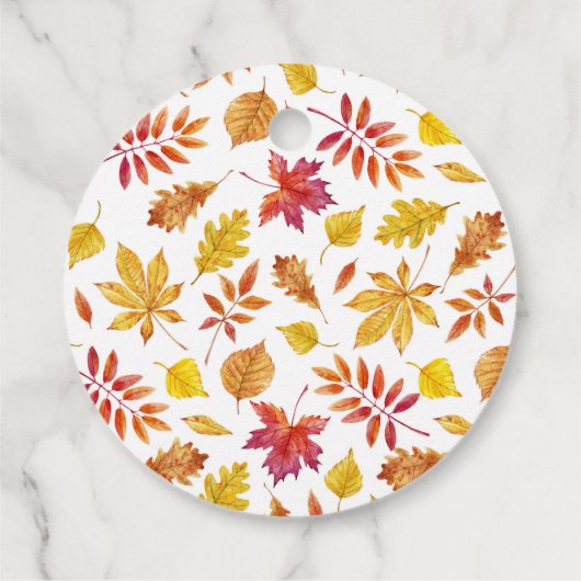 Rustikale sinkende Blätter Herbstdusche Geschenkanhänger (Rückseite)