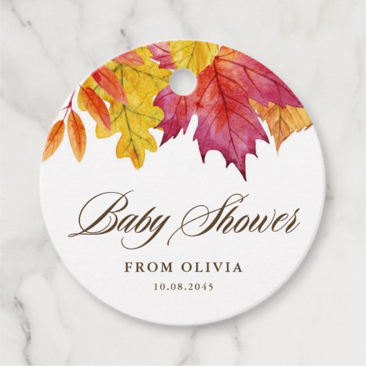 Rustikale sinkende Blätter Herbstdusche Geschenkanhänger (Vorderseite)