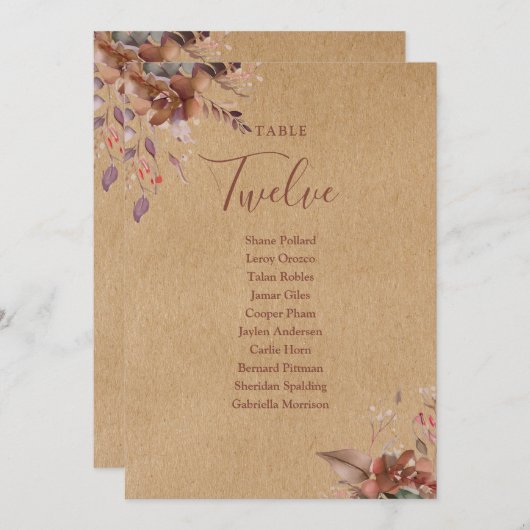 Rustikale Sitzplanung Tischnummer (Vorne/Hinten)