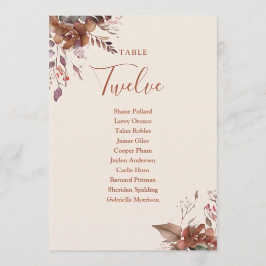 Rustikale Sitzplanung Tischnummer (Rückseite)