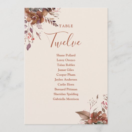 Rustikale Sitzplanung Tischnummer (Vorderseite)