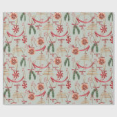 Rustikale skandinavische Vegetation & Wasserfarben Geschenkpapier (Flach)