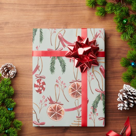 Rustikale skandinavische Vegetation & Wasserfarben Geschenkpapier