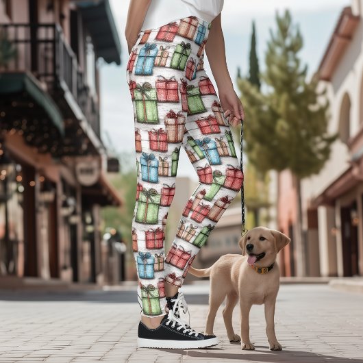 Rustikale skandinavische verpackte Geschenke-Feier Leggings